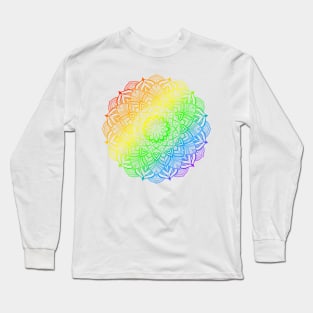 Rainbow Gay Pride Striped Mandala Long Sleeve T-Shirt